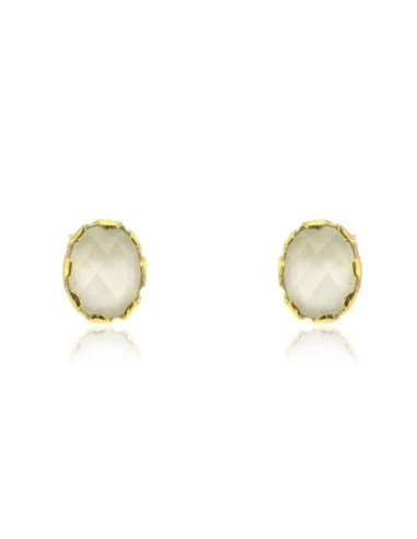 MRIO Classic Earrings Silver Gold White Stone