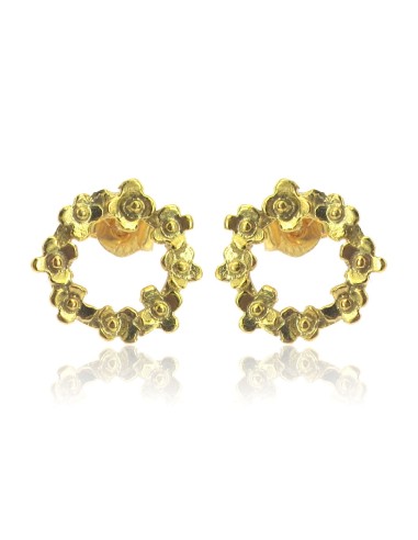 MRIO Classic Flower Crown Earrings Gold Plated Silver