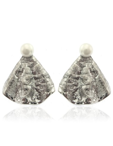 MRIO Inca Pearl Silver Wavy Leaf Earrings