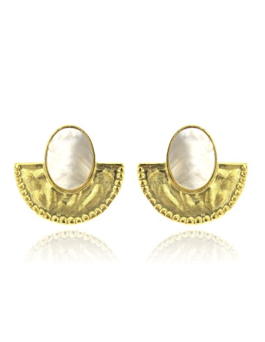 MRIO Inca Crown and Mother of Pearl Earrings Silver Gilt