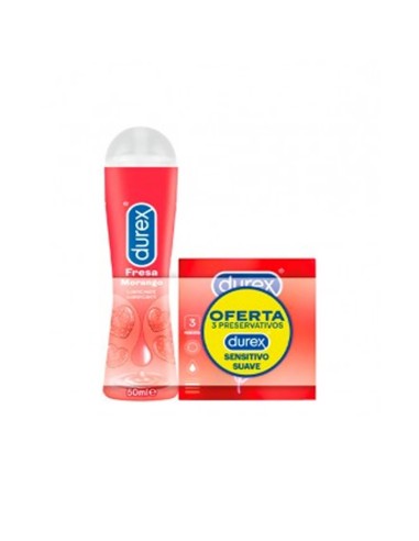Durex Pack Play Lubricant Strawberry 50ml and Sensitive Soft x3 Condoms