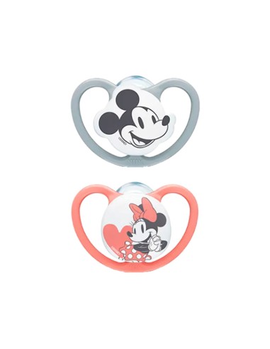 NUK Space Mickey Silicone Soother Girl 6-18M x2