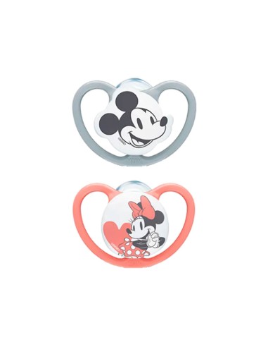 NUK Space Mickey Silicone Soother Girl 0-6M x2