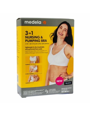 Medela 3 in 1 Nursing and Pumping Bra Black S