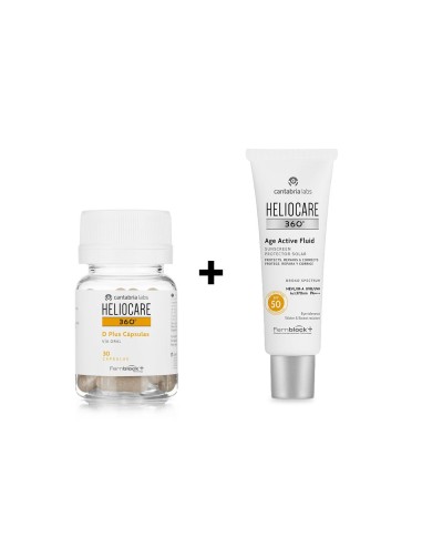 Heliocare 360 Pack Age Active Fluid SPF50 50ml and D Plus 30 Capsules